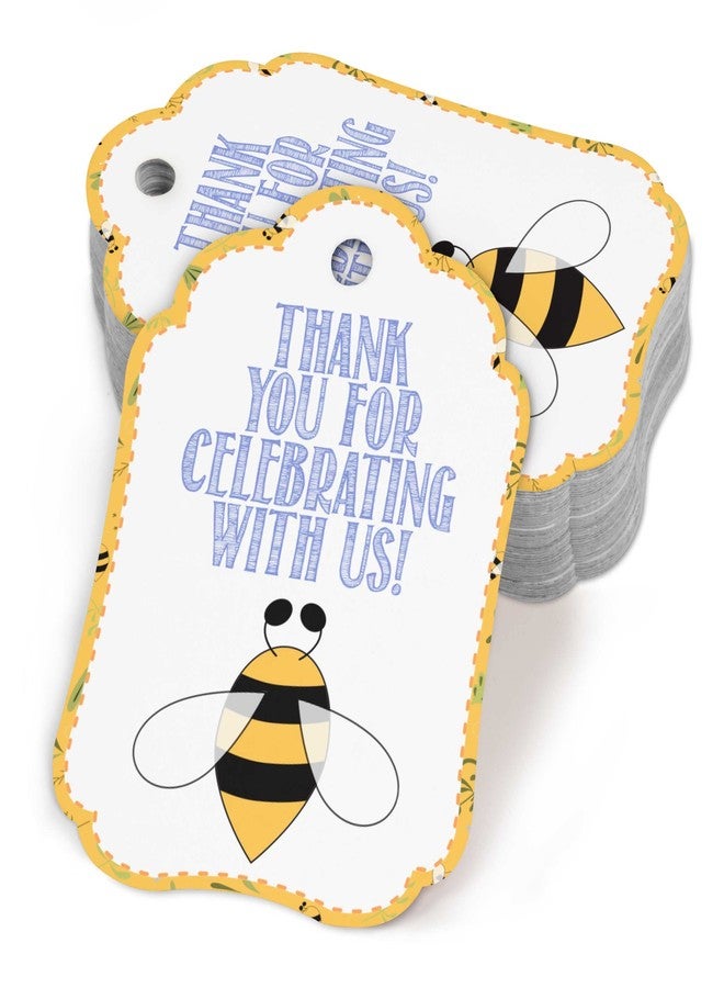 Inkdotpot بطاقات شكر لحفل استقبال المولود من إنكدوتبوت - بطاقات هدايا ورقية معلقة، بتصميم نحلة العسل، مجموعة حفلات استقبال المولود - عبوة من 50 بطاقة - Image 1